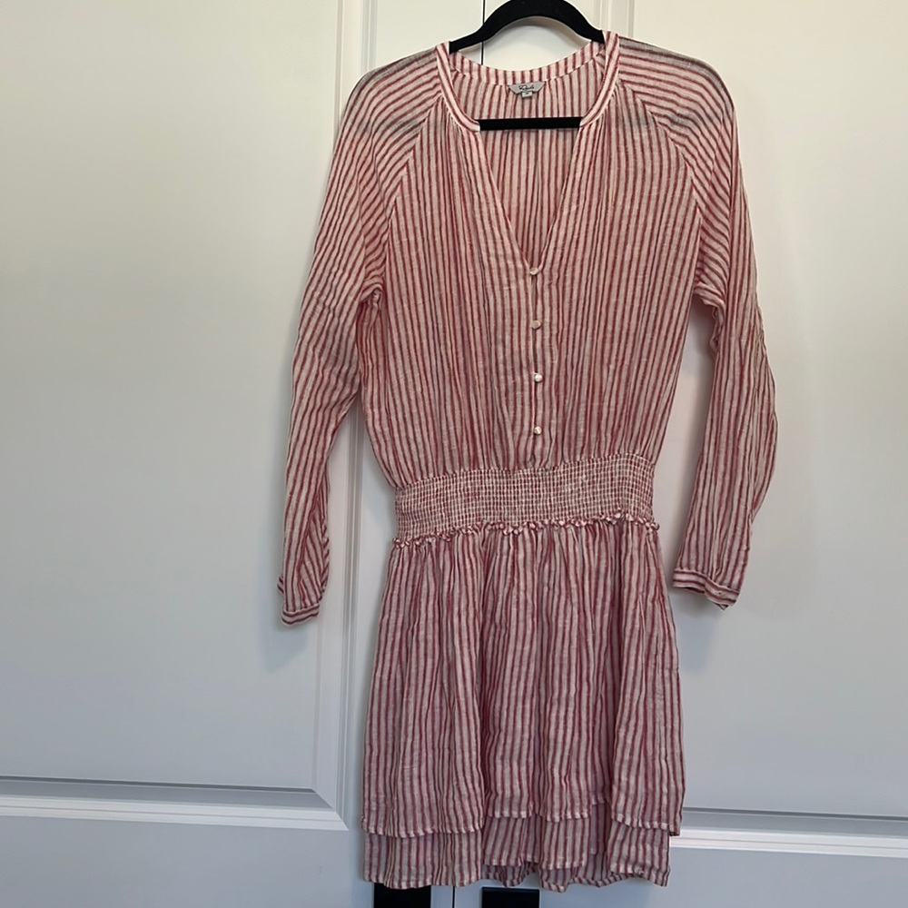 Rails. NWOT. Size M. Red and white stripped dress. Gauzy light dress. Short.